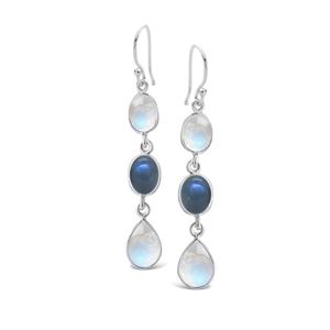 Multi-stone Drop Earrings (Moonstone-Labradorite)