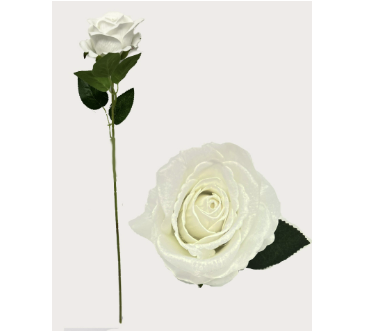White Single Stem Velvet Rose (51cm)
