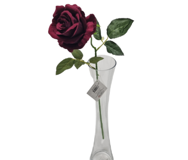 Deep Red Single Stem Velvet Rose