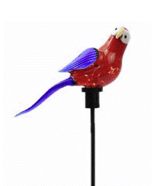 Glass Parrot Stake - Red