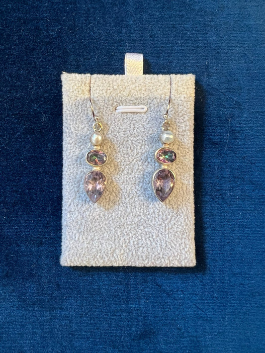 Amethyst-Pearl-MQ Drop Earrings - MLT