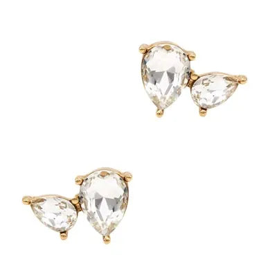 TD Double Crystal Studs - Clear (Gold)