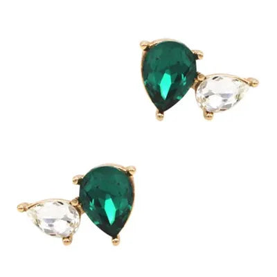 Teardrop Doubles Studs - Emerald Green