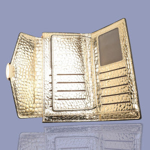 Gold Croc Print Wallet