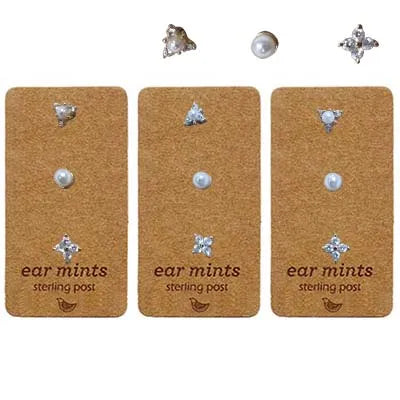 Trio (CZ-Pearl-CZ) Studs
