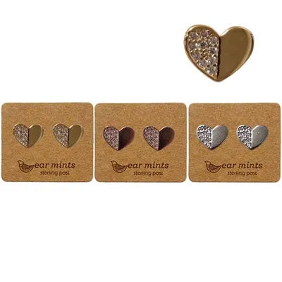 Heart (Half CZ) Studs