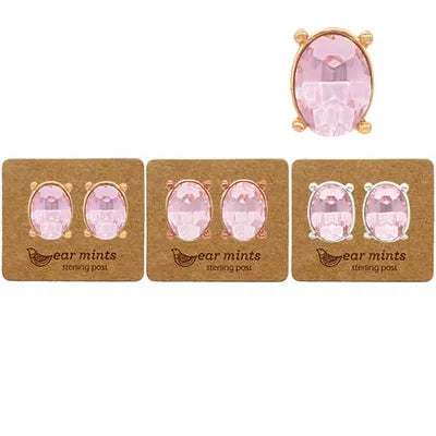 Oval Studs - Pink