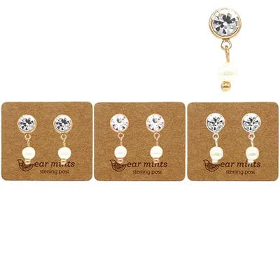 Round CZ w Pearl Studs - Clear