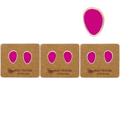 Irregular Oval Studs - Electric Pink