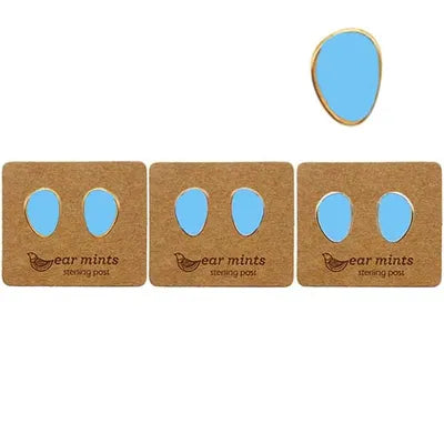 Irregular Oval Studs - Blue