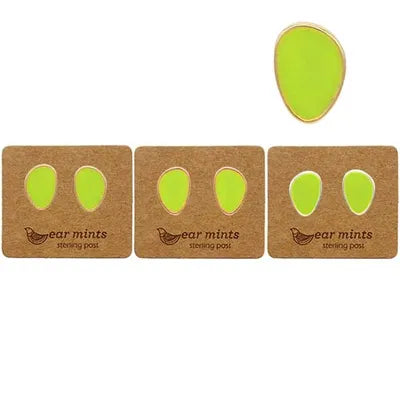 Enamel Irregular Oval Studs - Lime