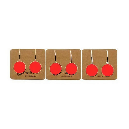 Round Hook Earrings - Orange