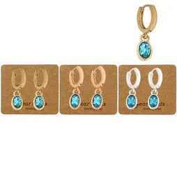 Huggies - Crystal Oval - Aquamarine Blue