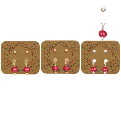 Ball 2pc Studs - Dark Pink