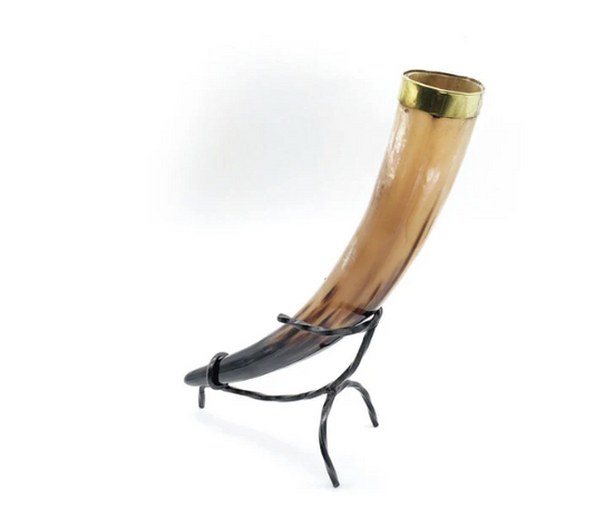 Viking Drinking Horn with Iron Stand