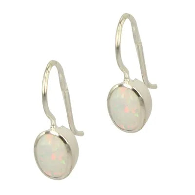 Teardrop Opal Drop Earrings - White (6mm)