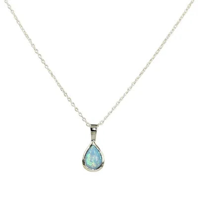 Teardrop Opal Necklace (6mm) - Blue