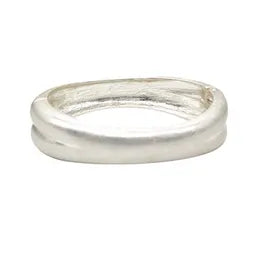 Dimpled Hinged Bangle - Silver