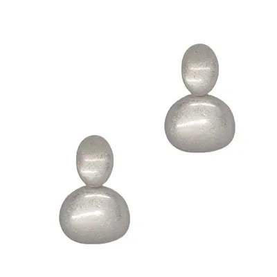Studs - Oval w Irregular - Silver