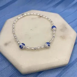 Ceramic, Pearl, Ball (S) Stretch Bracelet