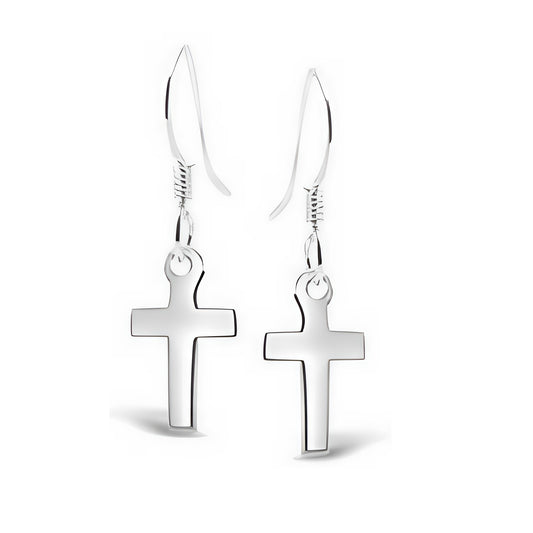 SS Cross Drop Earrings (2.5cm)