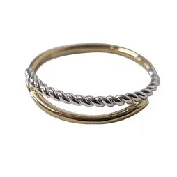 Plain Gold w Silver Twist Ring