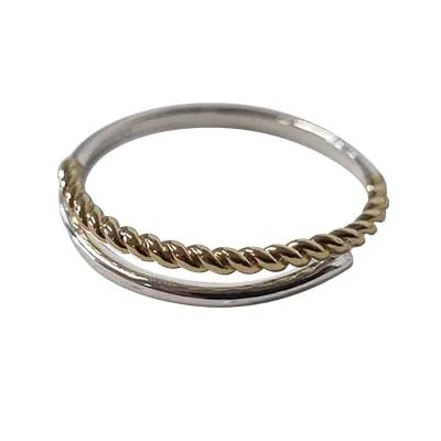 Plain Silver w Gold Twist Ring