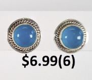 BLUE CHALCEDONY Vintage Studs