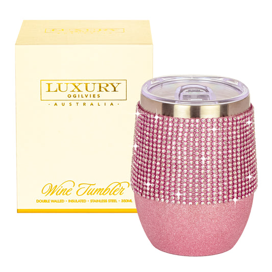 Luxury Diamonte Wine Tumbler-Pink