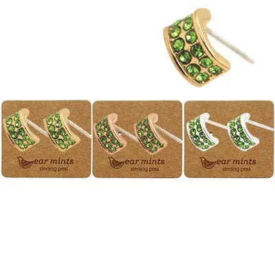 Half Hoop Studs - Peridot Green
