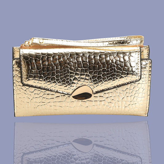 Gold Croc Print Wallet